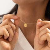Sterling Silver and 14K Gold Personalized Engraved Initial Charm Pendant Necklace