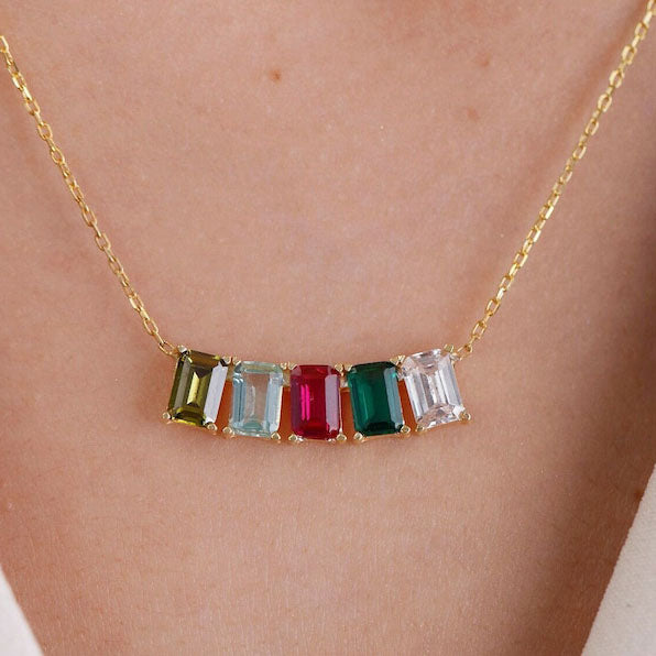 Multi Birthstone Necklace, Family Birthstone Jewelry, Gold Birthstone Necklace, Mother's Day Gift, Gift for Her