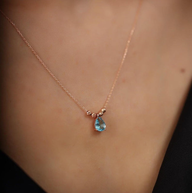 Aquamarine Necklace, Aquamarine Birthstone Necklace Silver, March Birthstone Necklace,  Family Birthstone Necklace, March Stone Necklace