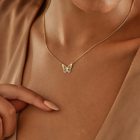 925 Sterling Silver Butterfly Necklace Dainty Butterfly Necklace Gold Necklace For Women Gift for Her