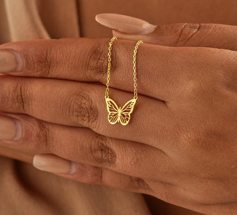 925 Sterling Silver Butterfly Necklace Dainty Butterfly Necklace Gold Necklace For Women Gift for Her
