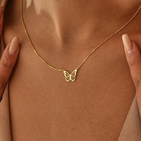 925 Sterling Silver Butterfly Necklace Dainty Butterfly Necklace Gold Necklace For Women Gift for Her