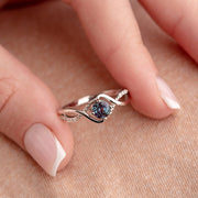 Solid Silver Alexandrite VintageRing Engagement Moissanite Ring Promise Ring Anniversary Gift for Her