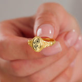 925 Sterling Silver Birth Flower Ring Vintage Flower Signet Ring Mother's Day Gift