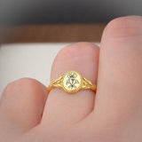 925 Sterling Silver Birth Flower Ring Vintage Flower Signet Ring Mother's Day Gift