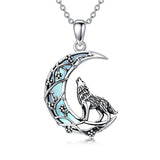 Sterling Silver Moonstone Wolf Cat Koala  Lion Moon Pendant Necklace