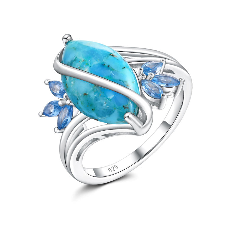 Sterling Silver Turquoise Malachite Engagement Ring for Women Western Jewelry