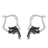Sterling Silver Fox Frog Leopard Peacock Puppy Animal Hug Hoop Earrings
