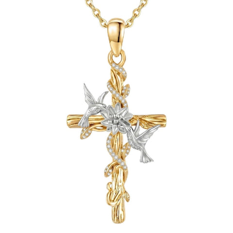 14K Gold Plated Cross Pendant Necklace Faith Jewelry Gift for Women