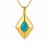 14K Gold Plated Bohemian Teardrop Pendant Necklace for Women