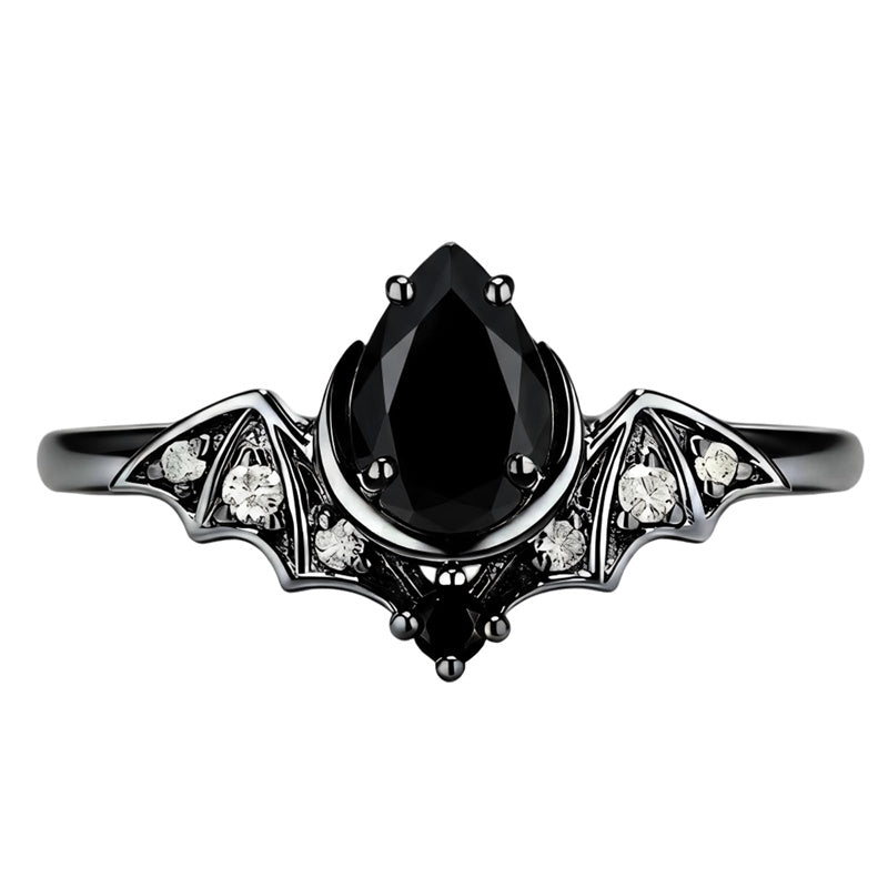 Sterling Silver 10K  14K  18K Gold 1CT-4CT Black Onyx Engagement Ring Gothic Wedding Promise Ring