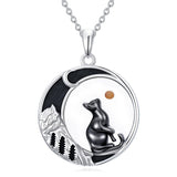 Sterling Silver Mustard Seed Black Cat Hummingbird Cross and Mountain Mountain Turquoise Sun and Moon Pendant Necklace