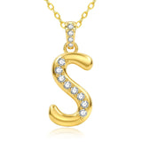 Cubic Zircon 14K Gold Plated Initial Letter A-Z Pendant Necklace