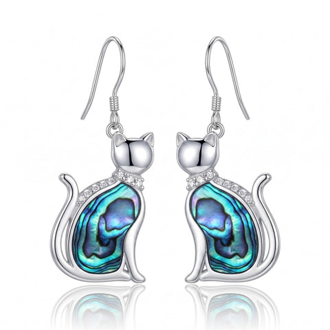 Sterling Silver Abalone Shell Hummingbird Owl Sea Turtle Cat Frog Horse Seahorse Dangle Earrings  Gifts for Christmas