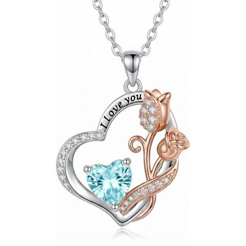 14K Gold Plated  Birthstone Rose Flower Necklaces for Women