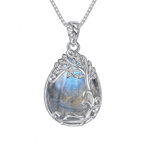14K Gold Plated Teardrop Tree of Life Necklace for Women