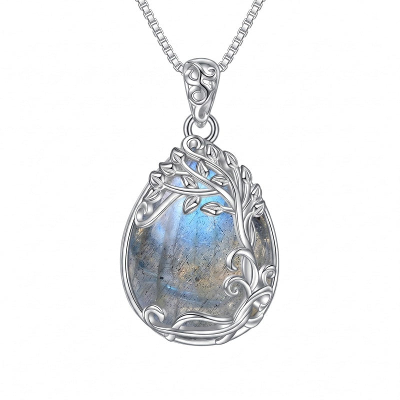14K Gold Plated Teardrop Tree of Life Necklace for Women