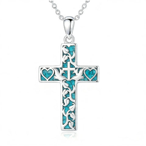 Sterling Silver Cross Pendant Necklace for Women Southwestern Cross Jewelry Gifts