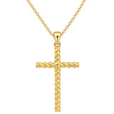 14K Plated Gold Cross Pendant Crucifix Necklace Christian Jewelry Baptism Religious Faith