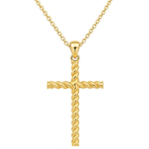 14K Plated Gold Cross Pendant Crucifix Necklace Christian Jewelry Baptism Religious Faith