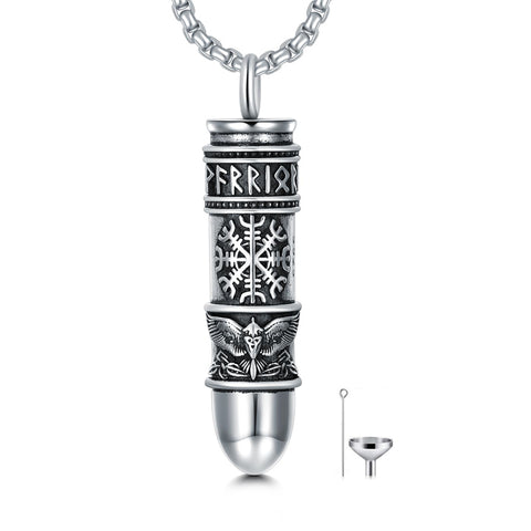 Sterling Silver Bear Lion Eagle Compass Tree of Life Bullet Urn Necklaces for Ashes