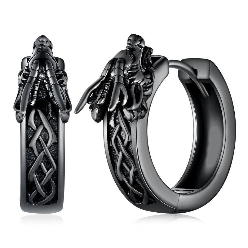 14K Gold Plated Viking  Hoop Earrings for Men