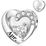 Birthstone Charms with Birth Month Flower Fit Pandora Bracelet 925 Sterling Silver Beads Charms for Women