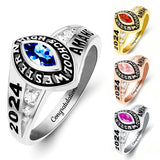 Sterling Silver 2026 Personalized Birthstone  Engraved Graduation Ring for Women