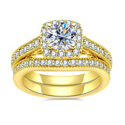Sterling Silver Main Stone Round Cut 1CT Moissanite Wedding Rings Set Engagement Bridal Rings