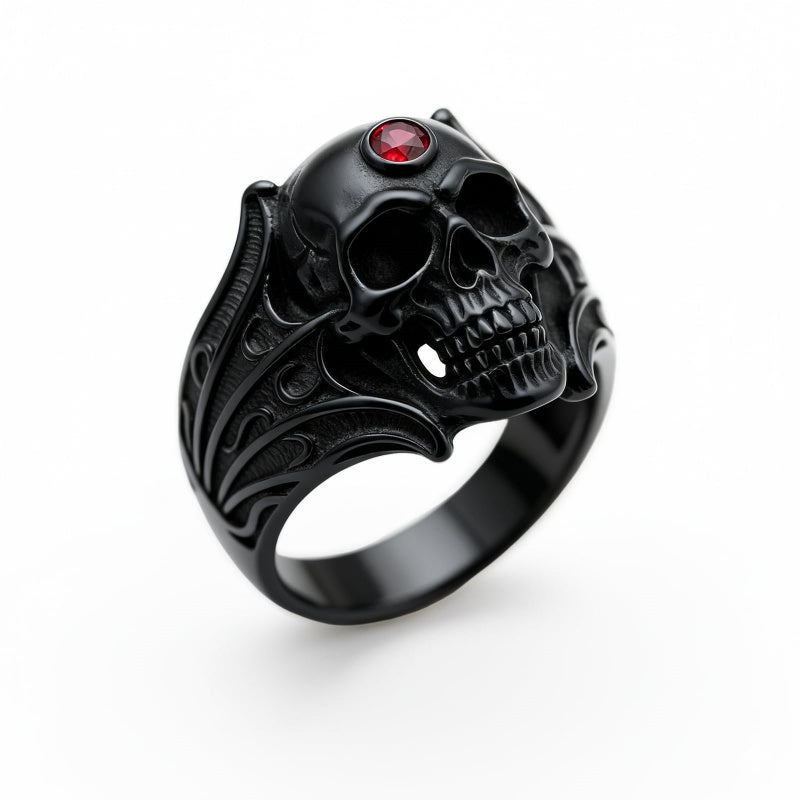 Sterling Silver 10K 14K 18K Gold 2-5CT Heart  Birthstone  Gothic Skeleton Halloween Skull Bat Ring