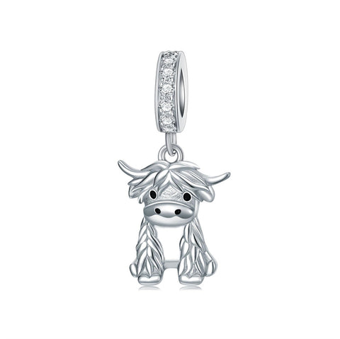 Highland Cow Charm Sterling Silver Cow Beads for Bracelet Highland Cow Jewelry Gifts for Women Girls