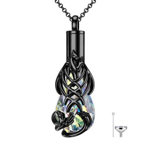 Sterling Silver Teardrop Crystal Butterfly Dragonfly Fox Hummingbird Phoenix Tree of Life Urn Necklaces for Ashes