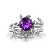 Sterling Silver Vintage Vine Gemstone Set Engagement Ring