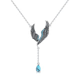 Sterling Silver Turquoise Butterfly Angel Wing Bee Hummingbird Pendant Necklace