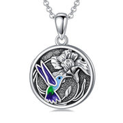 Sterling Silver Hummingbird Photo Locket Necklace