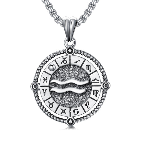 Sterling Silver Oxidation12 Zodiac Pendant Necklace