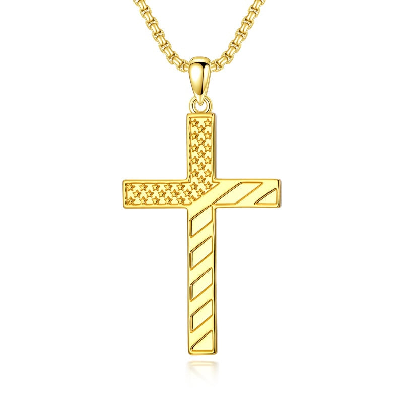 Cross Pendant Necklace  14K Gold Plated Christian Faith Jewelry