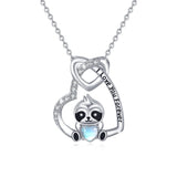 Sloth Necklace for Women 925 Sterling Silver Heart Sloth Pendant for Girls Sloth Jewelry Gift for Animal Lovers