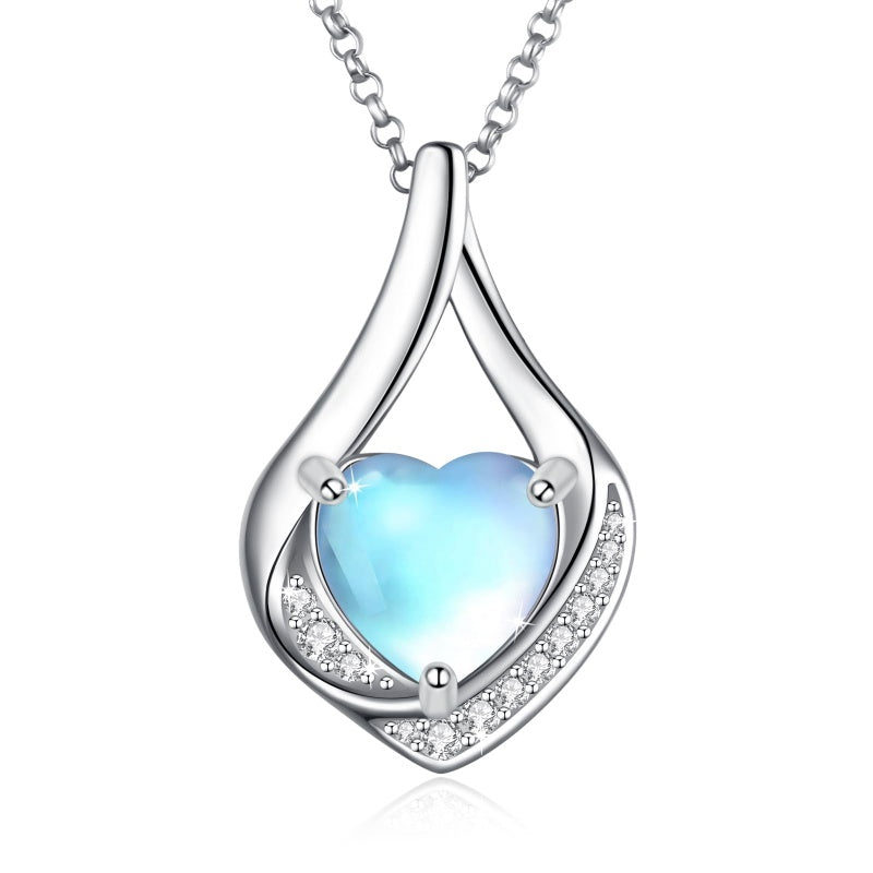 Sterling Silver Heart Shape Tear Dangle Urn Necklace for Ashes
