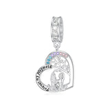 Sterling Silver Cubic Zircon Sister Couple Bead Charms with  Engraved