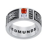 Sterling Silver 10K 14K 18K Gold Personalized Birthstone Pattern Class Ring for Men