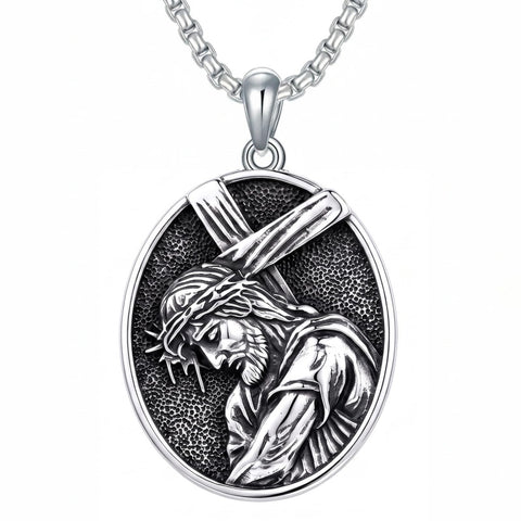 Sterling Silver Praying Hands Angel Sword Wing Cross Pendant Necklace Religious Gifts for Men
