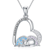 Mommy Of Angel Necklaces Sterling Silver Miscarriage Gifts for Mother Infant Loss Gifts for Mom Angel Baby Memorial Jewelry for Women