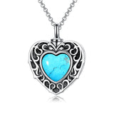 Sterling Silver Moonstone Turquoise Moss Agate Heart Shaped Urn Necklace for Ashes