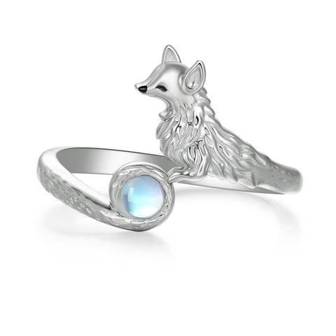 Sterling Silver  Moonstone Snake Fox Cat Octopus Wolf Ring