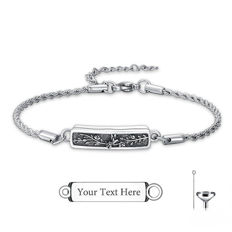 Sterling Silver Bee Celtic Knot Hummingbird Rose Sunflower Bar Urn Bracelet for Ashes