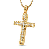 14K Gold Plated Cubic Zircon Cross Pendant Necklace for Men Birthdays Anniversary Christmas Father's Day Gift