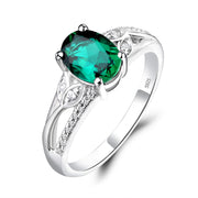 Sterling Silver Oval Shaped 8X6 MM Gemstone Ring Leaf Engagement Ring for Women