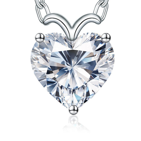 Sterling Silver Heartshap Moissanite Pendant Necklace
