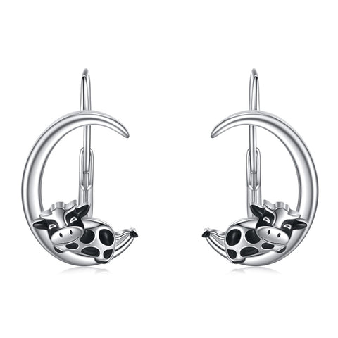 Sterling Silver Cow Leverback Earring